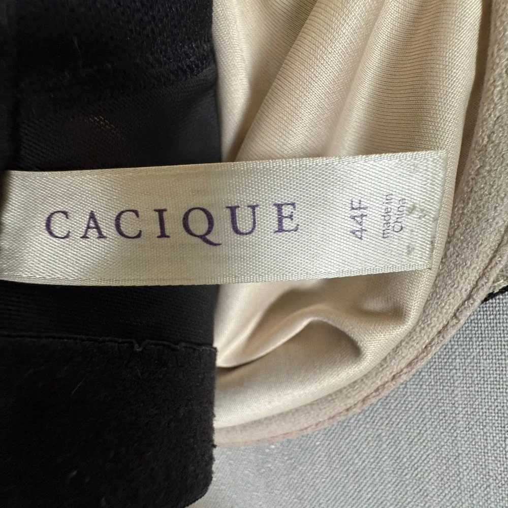 Cacique Bra Women 44F Black Lace Underwire Adjustable Straps Full Coverage